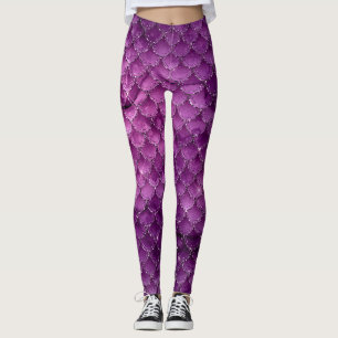 Lila Ombre Glam Meerjungfrau Schuppen Muster Leggings