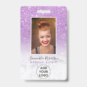 Lila Ombre Glitter Marmor Logo Mitarbeiterfoto Ausweis