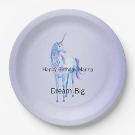 Lila Ombre Magical Unicorn Pappteller