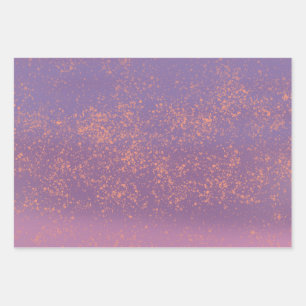 Lila Ombre mit Peach Paint-Spritzern Geschenkpapier Set