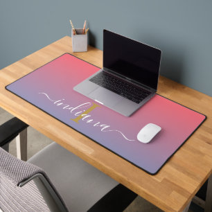 Lila Ombre-Monogramm-Name Schrift Schreibtischunterlage