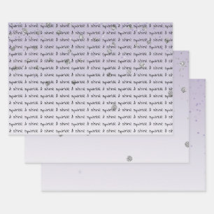 Lila Ombre Silver Confetti Geschenkpapier Set