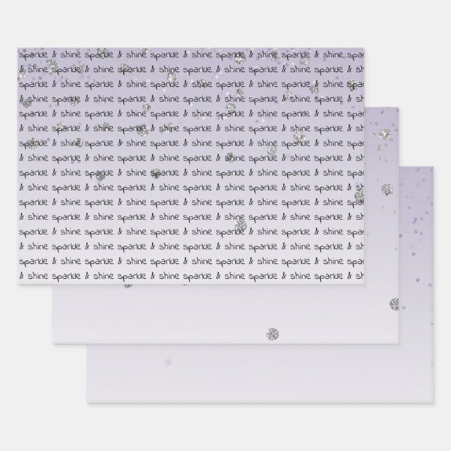 Lila Ombre Silver Confetti Geschenkpapier Set (Set)