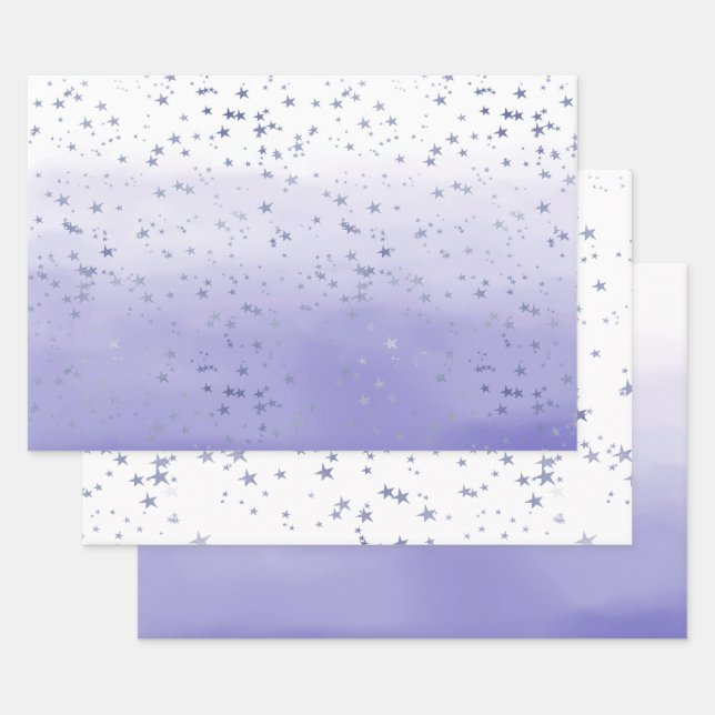 Lila Ombre Stars Geschenkpapier Set (Set)
