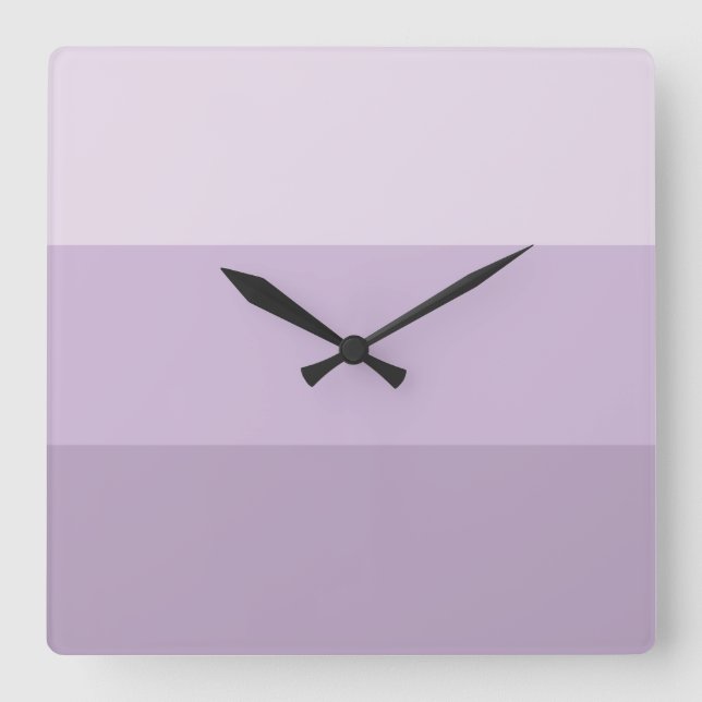Lila Ombre Streifen Quadratische Wanduhr (Vorderseite)