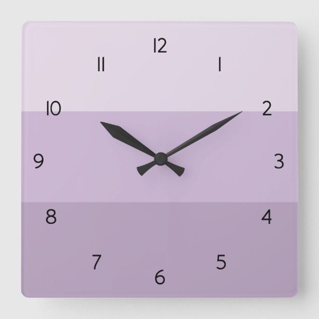 Lila Ombre Streifenhalterung Quadratische Wanduhr (Vorderseite)