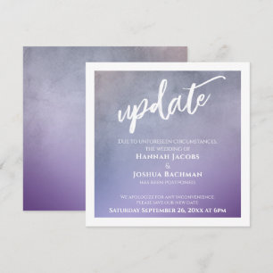 Lila Ombre Texture Postponed Wedding Update Card Einladung