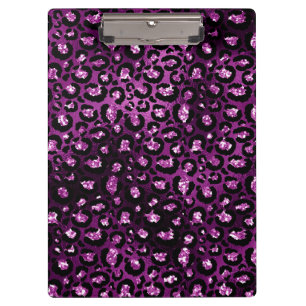 Lila Ombre und schwarze Glam-Glitter-Leopardenflec Klemmbrett
