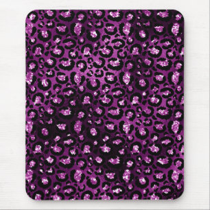 Lila Ombre und schwarze Glam-Glitter-Leopardenflec Mousepad