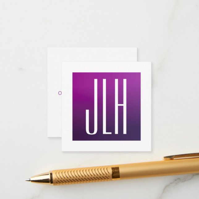 Lila Ombre- und White-Initialen oder andere Texte Begleitkarte (Vorderseite/Rückseite Beispiel)