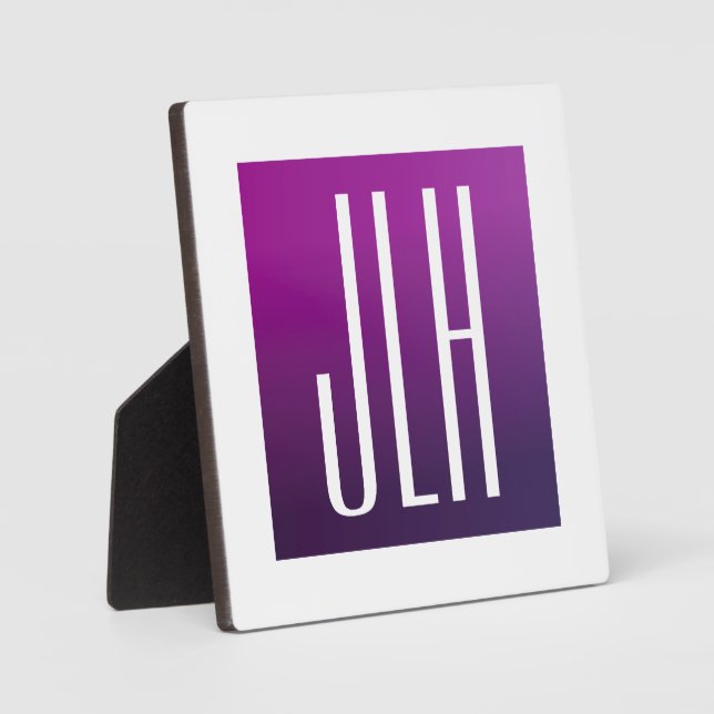 Lila Ombre- und White-Initialen oder andere Texte Fotoplatte (Vorderseite)