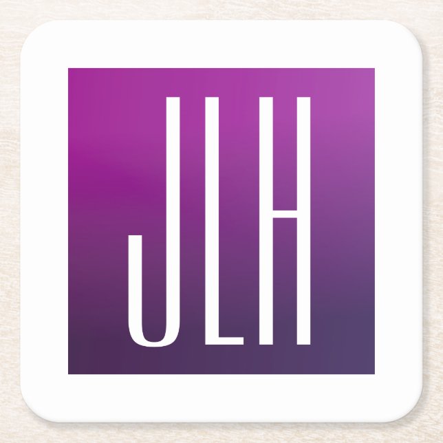 Lila Ombre- und White-Initialen oder andere Texte Rechteckiger Pappuntersetzer (Vorderseite)
