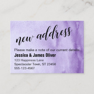 Lila Ombre Watercolor New Address Handout Karte