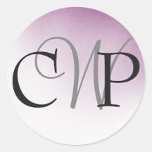 Lila Ombre Wedding Monogram Aufkleber