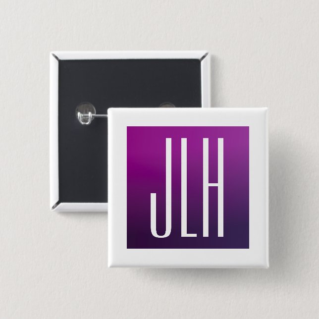 Lila Ombre & weiße Initialen oder anderer Text Button (Vorne & Hinten)
