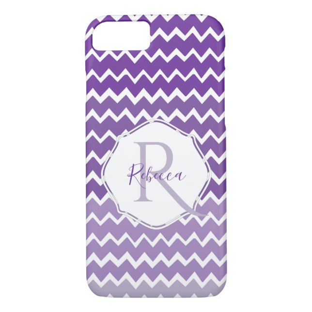 Lila Ombre Zickzack Personalisierter iPhone-Fall Case-Mate iPhone Hülle (Rückseite)