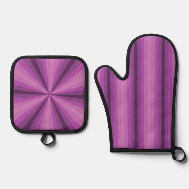 Lila optische Illusion Ofenhandschuh & Topflappen-Set (Vorderseite)