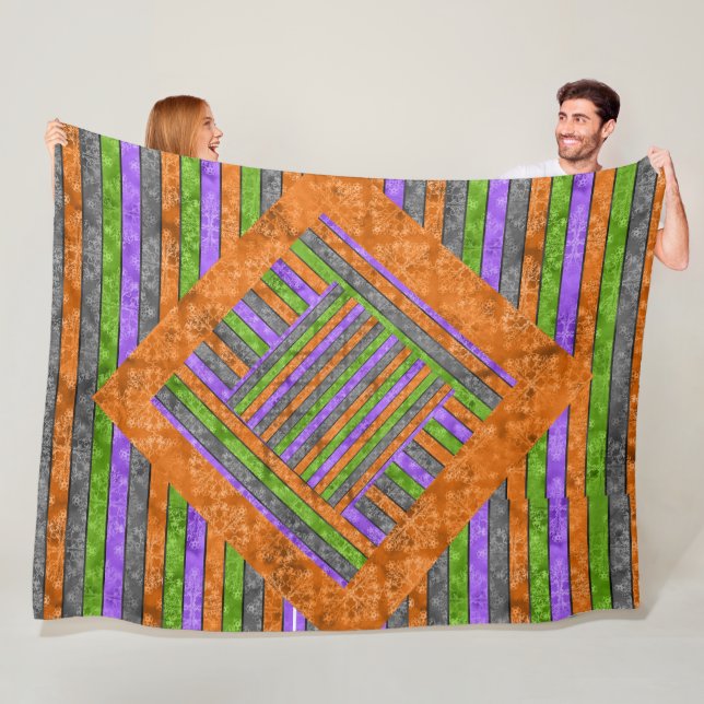 LILA ORANGE BLACK GREEN HALLOWEEN STREIFEN FLEECEDECKE (Beispiel)