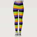 Lila Orange Black Green Hexe Stripes Halloween Leggings<br><div class="desc">Leggings</div>