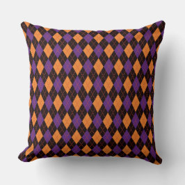 LILA ORANGE BLACK HALLOWEEN DIAMOND PATTER KISSEN