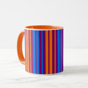 Lila Orange Blau Vertikale Streifen Design   Tasse
