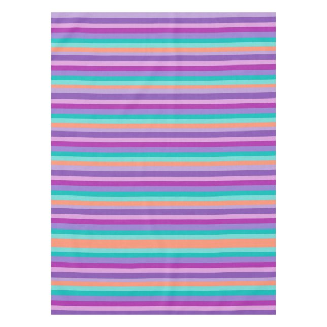 Lila Orange Blue Streifen Tischdecke (Vorderseite)