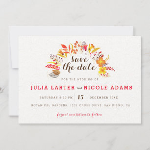 Lila Orange Boho Wildblume Foliage Hochzeit Save The Date