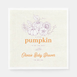 Lila Orange Burlap Little Pumpkin Baby Dusche Serviette