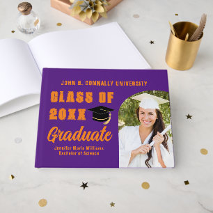 Lila Orange Graduate Foto Custom Abschluss Gästebuch