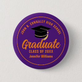 Lila Orange Graduate Name Tag des benutzerdefinier Button