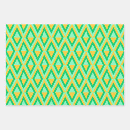 LILA ORANGE GREEN MARDI GRAS PATTERS GESCHENKPAPIER SET