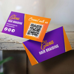 Lila, Orange Haar-Flecht-Salon Verbinde dich mit u Visitenkarte