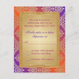 Lila Orange IMITATS Gold Glitzer, Damask RSVP Kart