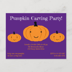 Lila-orange Kürbis-Halloween-Party-Einladung Einladungspostkarte