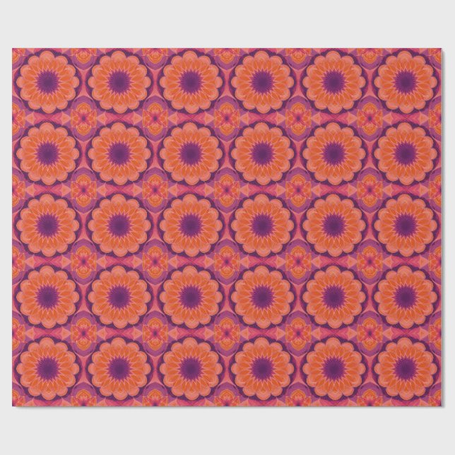 Lila Orange Mandala Geschenkpapier (Flach)