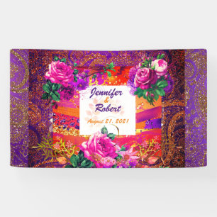 Lila Orange Paisley Floral Banner