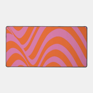 Lila Orange Retro Flüssig Groovy Streifenmuster Schreibtischunterlage