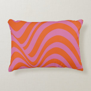 Lila Orange Retro Flüssig Groovy Stripe Muster Dekokissen