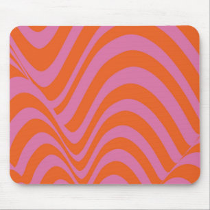 Lila Orange Retro Flüssig Groovy Stripe Muster Mousepad