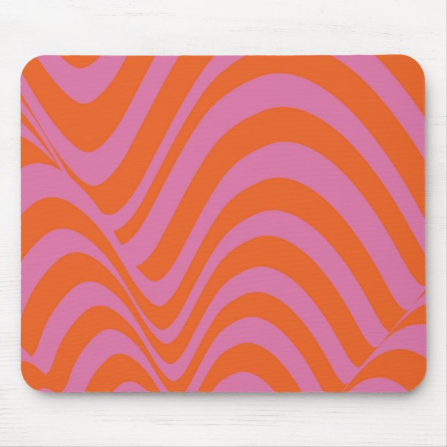 Lila Orange Retro Flüssig Groovy Stripe Muster Mousepad (Vorne)