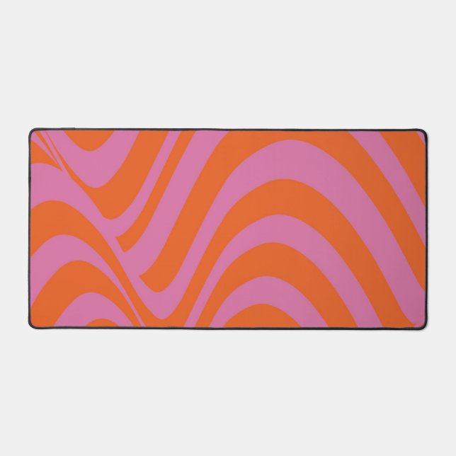 Lila Orange Retro Flüssig Groovy Stripe Muster Schreibtischunterlage (Vorderseite)