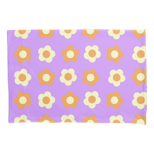 Lila Orange Retro Y2K Playful Pastel Blossom Kissenbezug (Vorderseite)
