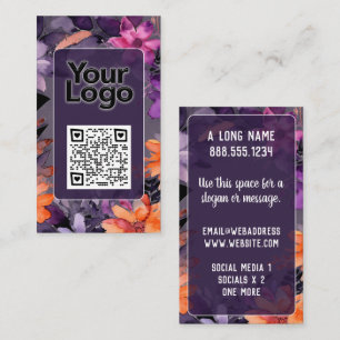 Lila Orange Rosa Lilien QR-Code-Logo Visitenkarte