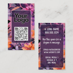 Lila Orange Rosa Lilien QR-Code-Logo Visitenkarte