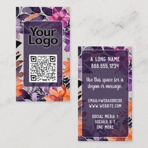 Lila Orange Rosa Lilien QR-Code-Logo Visitenkarte