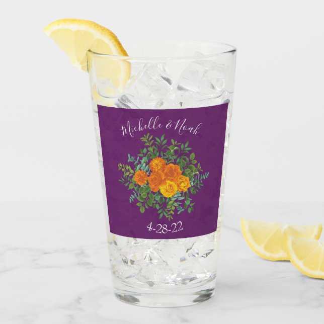 Lila Orange Rose Hochzeit Frühjahr Glas (Vorderseite Ice)