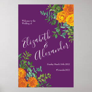 Lila Orange Rose Hochzeit Frühjahr Poster