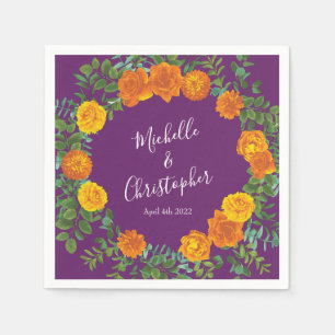 Lila Orange Rose Hochzeit Frühjahr Serviette