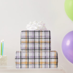 Lila Orange Schwarze Creme Streifen Geburtstag Geschenkpapier