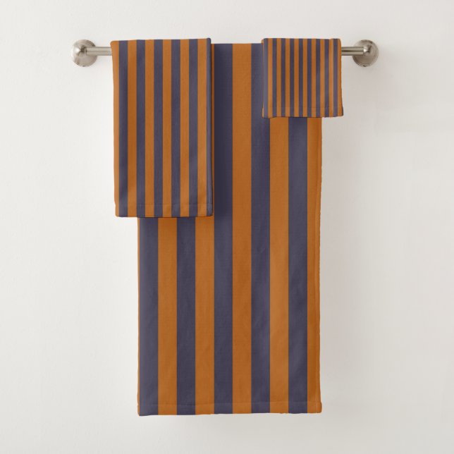Lila Orange Streifenmuster Badhandtuch Set (Insitu)
